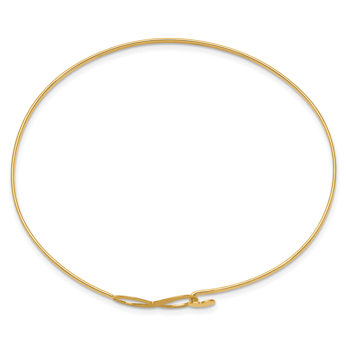 14K Brushed and Polished Infinity Heart Flexible Bangle-DB689