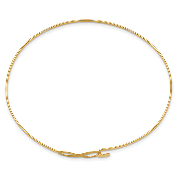 14K Brushed and Polished Infinity Heart Flexible Bangle-DB689