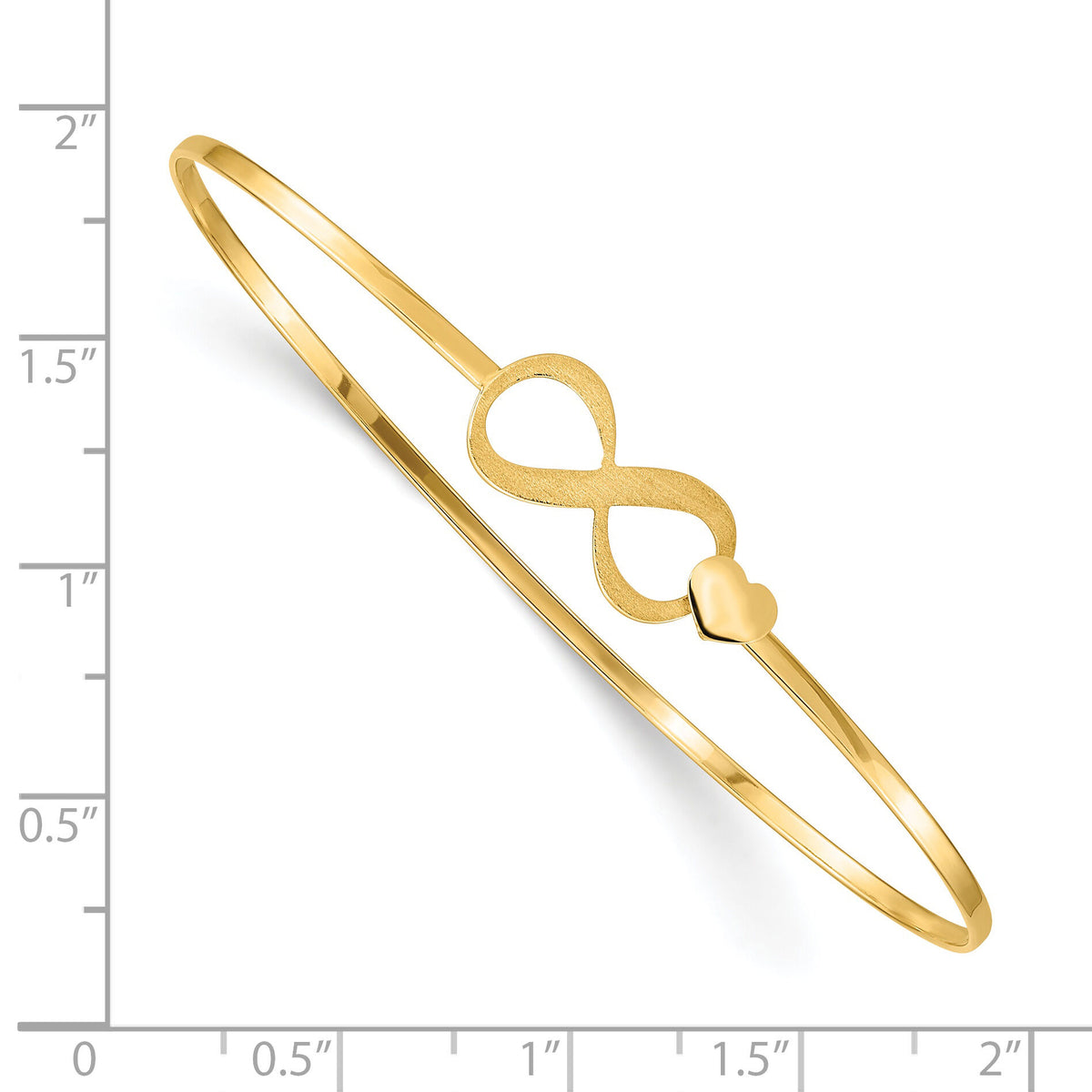 14K Brushed and Polished Infinity Heart Flexible Bangle-DB689