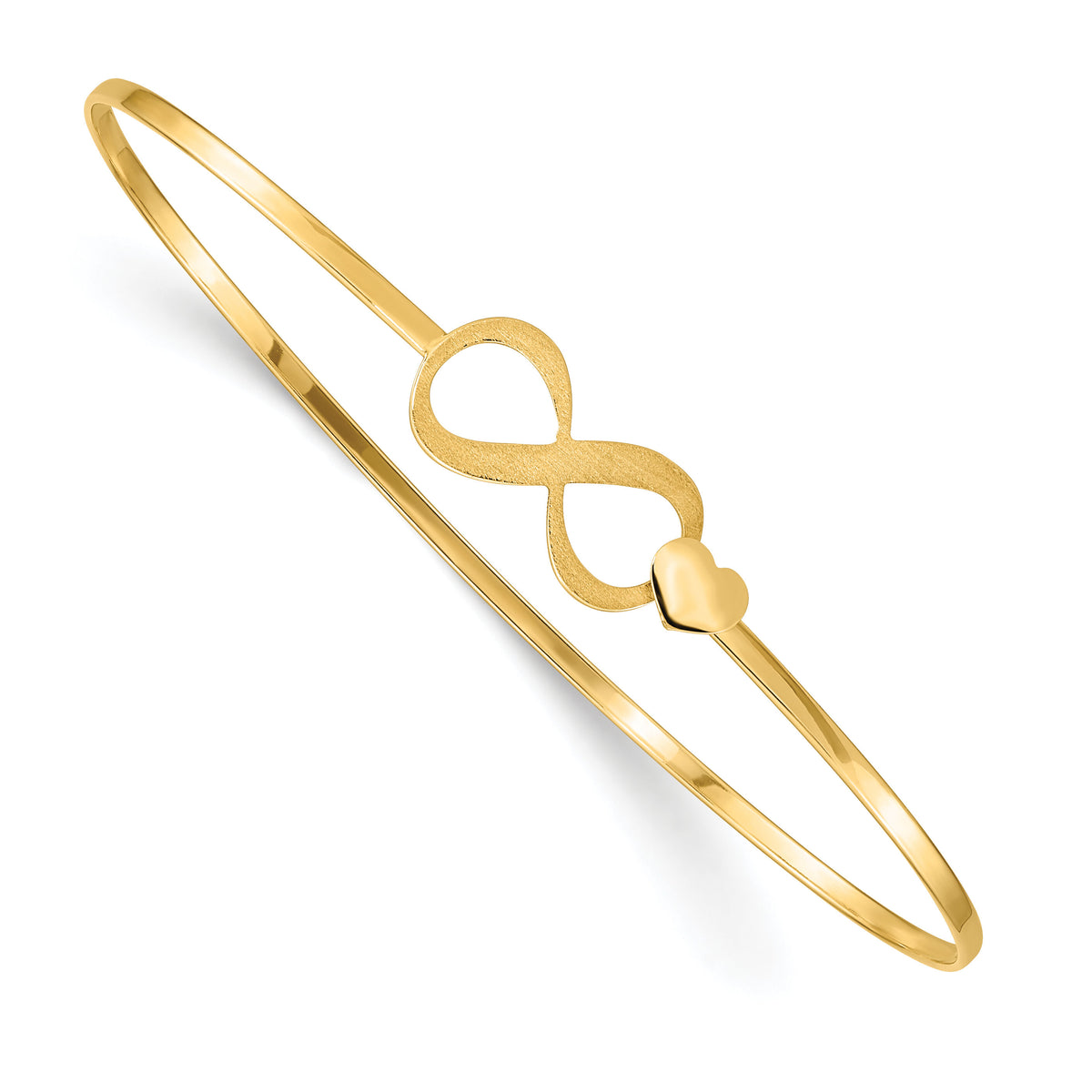14K Brushed and Polished Infinity Heart Flexible Bangle-DB689