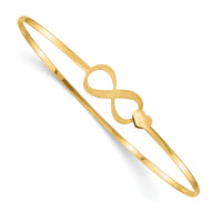 14K Brushed and Polished Infinity Heart Flexible Bangle-DB689
