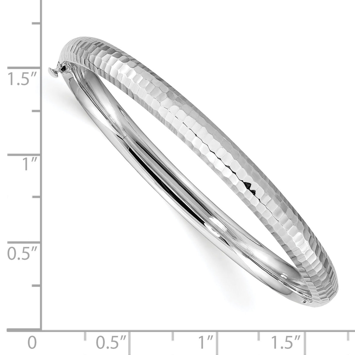 14k White Gold 3/16 Hammered Children's Hinged Bangle-DB690W
