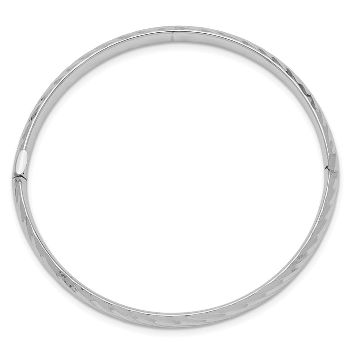 14k White Gold 3/16 Textured Children's Hinged Bangle-DB691W