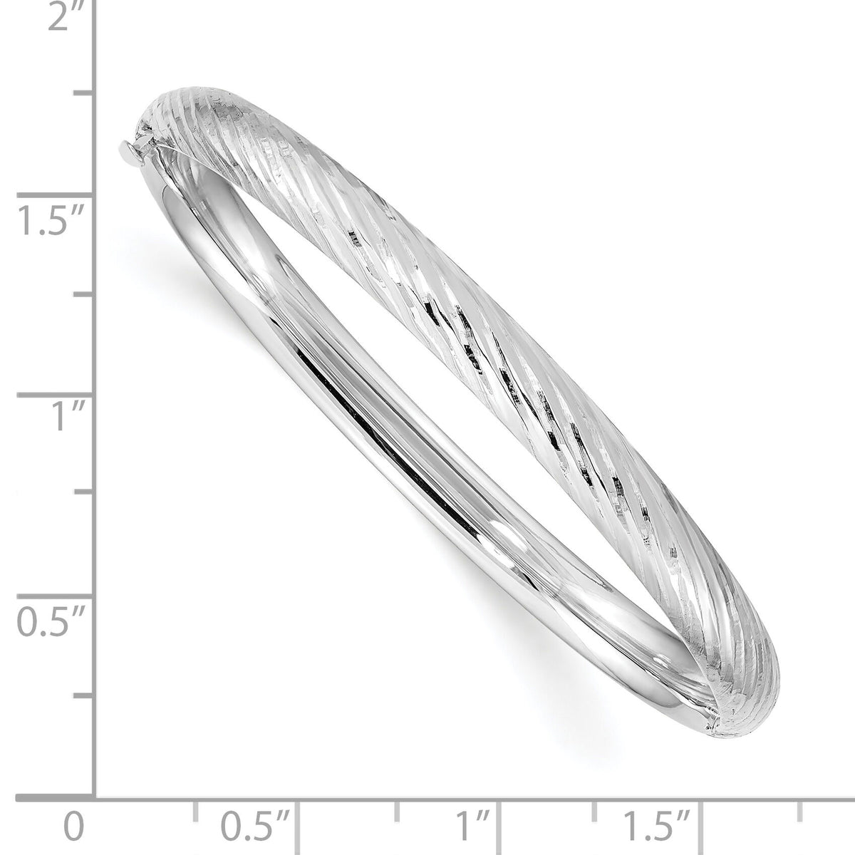 14k White Gold 3/16 Textured Children's Hinged Bangle-DB691W