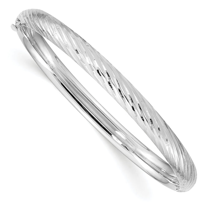 14k White Gold 3/16 Textured Children's Hinged Bangle-DB691W