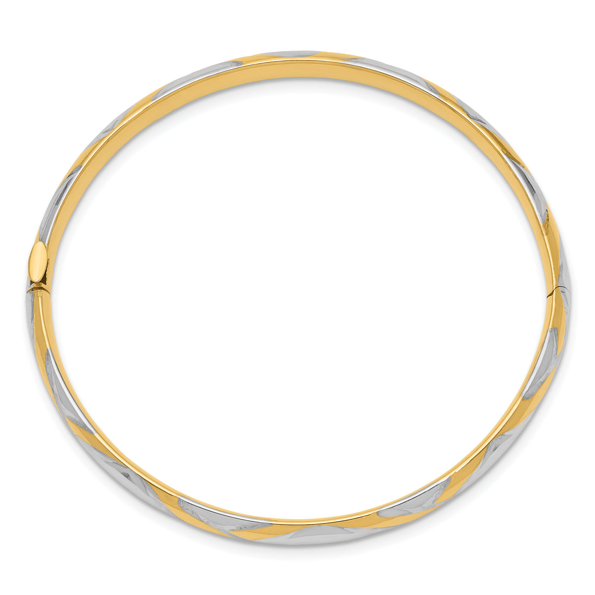 14k 3/16 w/White Rhodium Criss-Cross Children's Hinged Bangle-DB692