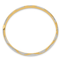 14k 3/16 w/White Rhodium Criss-Cross Children's Hinged Bangle-DB692