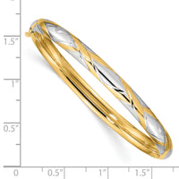 14k 3/16 w/White Rhodium Criss-Cross Children's Hinged Bangle-DB692