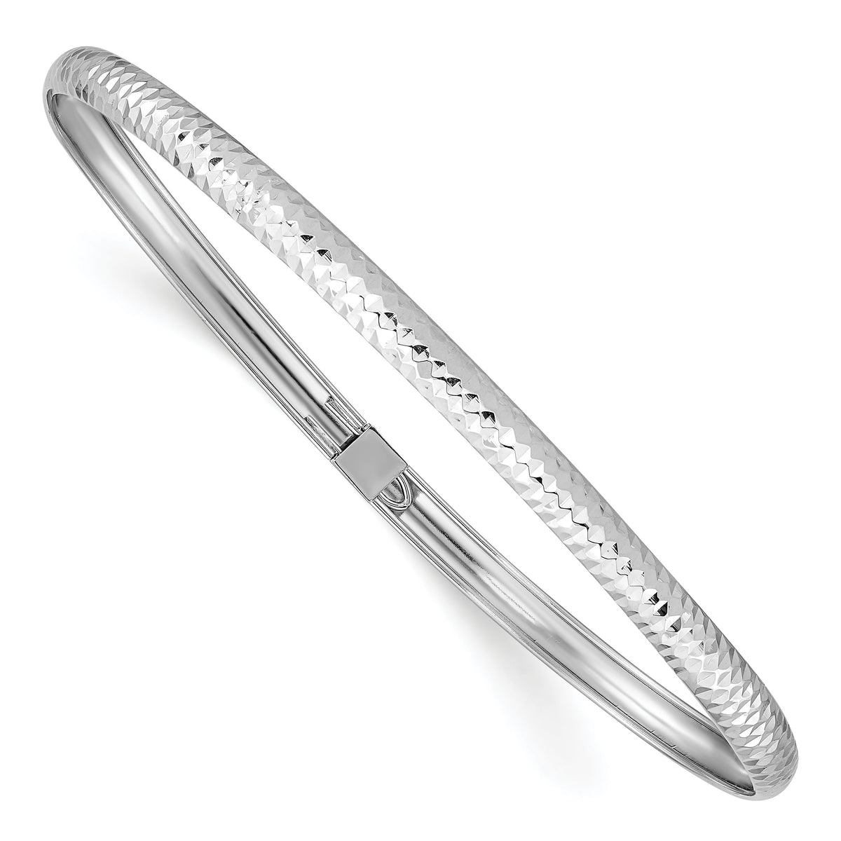 14k White Gold Textured Flexible Bangle-DB695W
