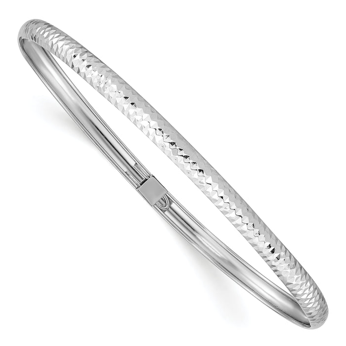 14k White Gold Textured Flexible Bangle-DB695W
