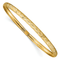 14k Hexagonal Design Diamond-cut Flexible Bangle-DB696