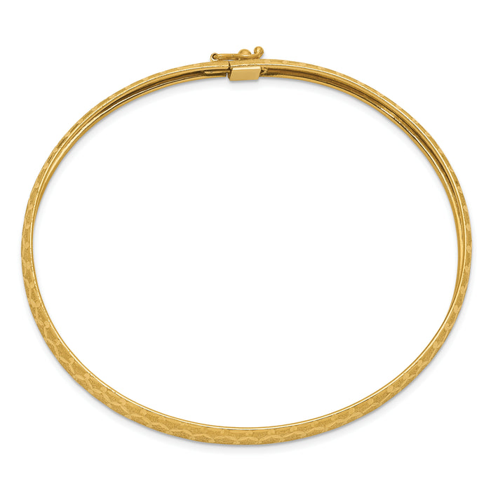 14k Hexagonal Design Diamond-cut Flexible Bangle-DB699