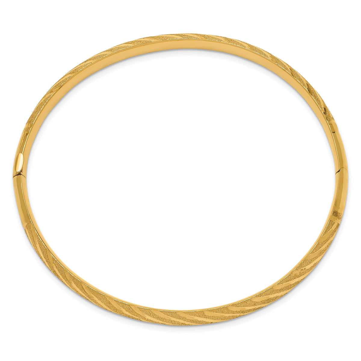 14k Textured Diamond-cut Twisted Hinged Bangle-DB702