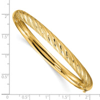 14k Textured Diamond-cut Twisted Hinged Bangle-DB702