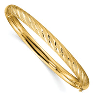 14k Textured Diamond-cut Twisted Hinged Bangle-DB702