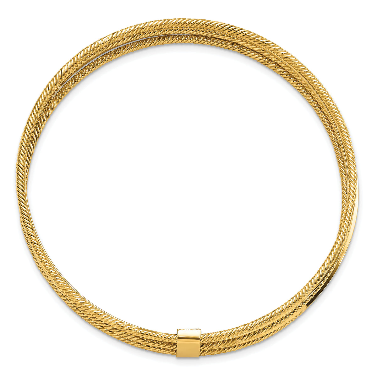 14K Polished & Textured Multi Bracelet Bangle-DB705