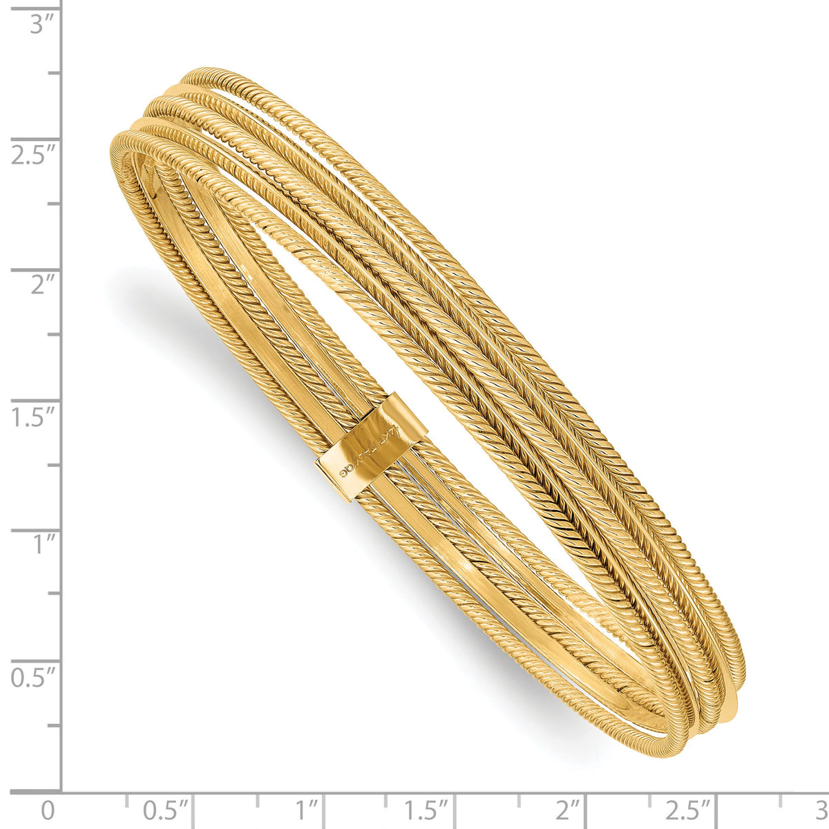 14K Polished & Textured Multi Bracelet Bangle-DB705