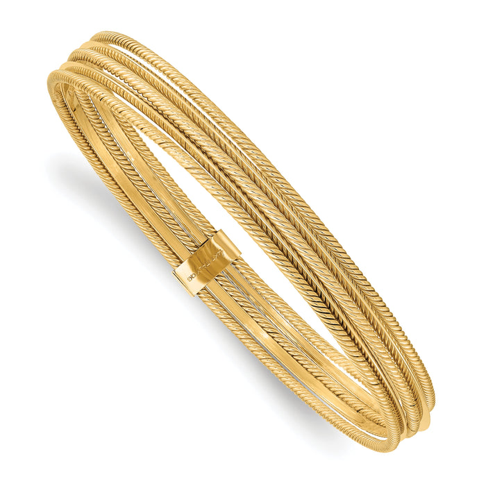 14K Polished & Textured Multi Bracelet Bangle-DB705