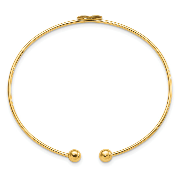 14K Polished Heart Flexible Bangle-DB712
