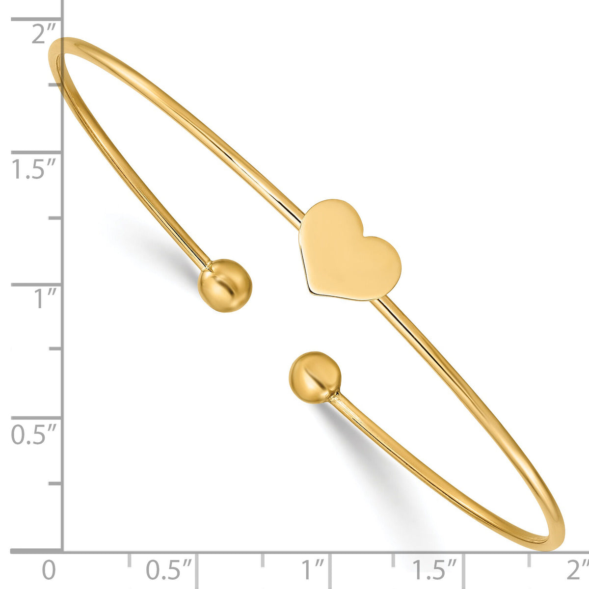 14K Polished Heart Flexible Bangle-DB712