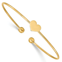 14K Polished Heart Flexible Bangle-DB712