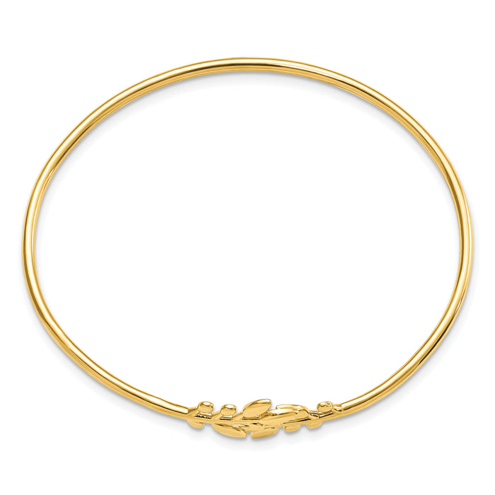 14K Polished Leaves Flexible Bangle-DB713