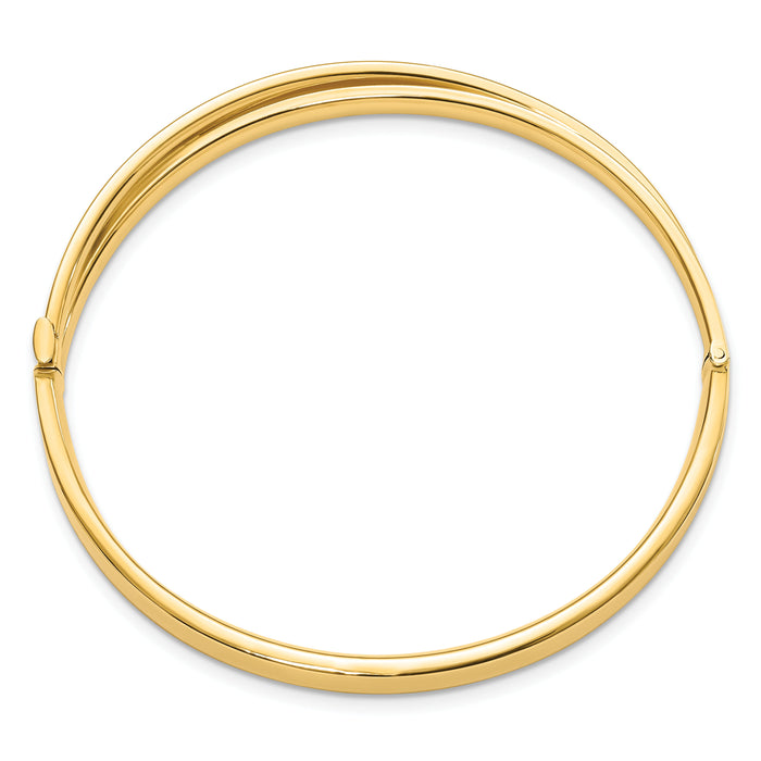 14ky 4/16 Polished Bypass Hinged Bangle-DB714