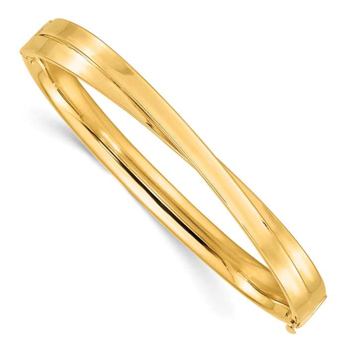 14ky 4/16 Polished Bypass Hinged Bangle-DB714
