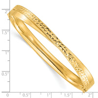 14ky 4/16 Polished & Diamond-cut Bypass Hinged Bangle-DB715