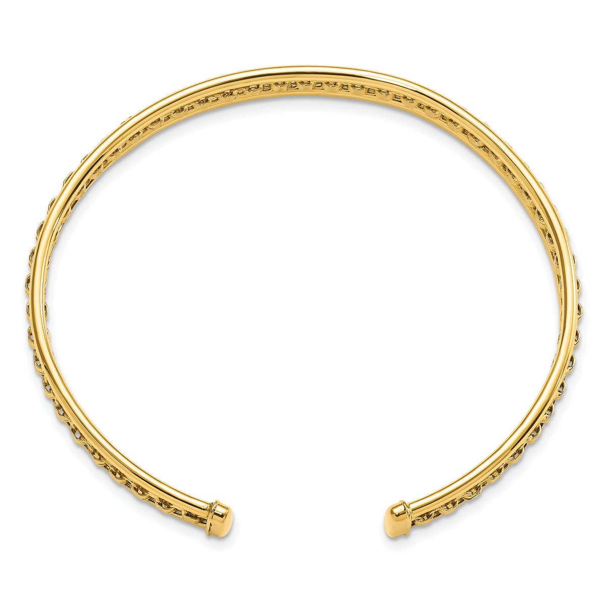 14K Polished & Textured Cuff Bangle-DB724