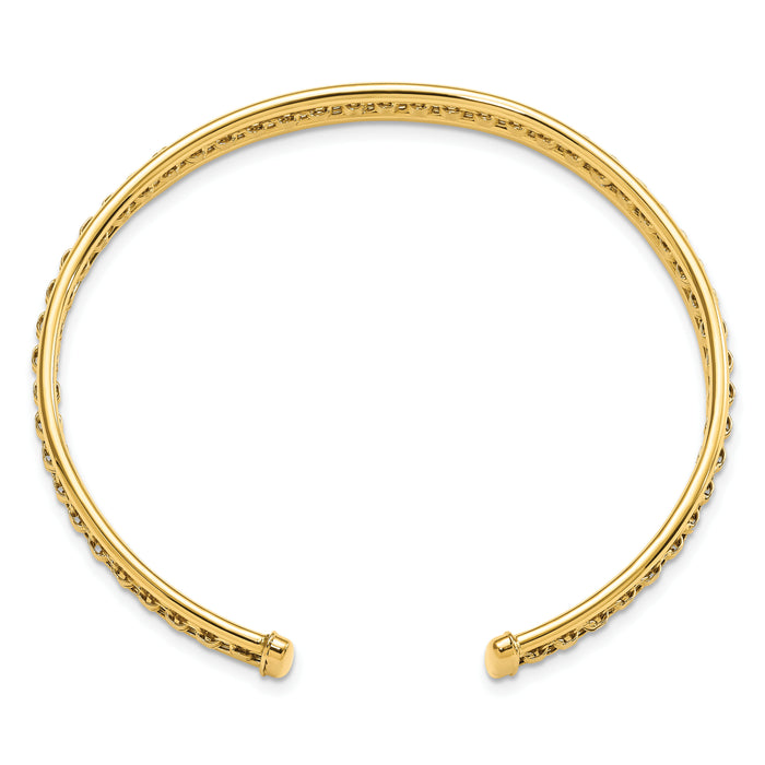 14K Polished & Textured Cuff Bangle-DB724
