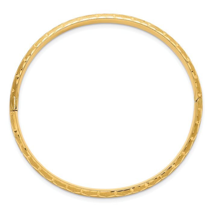 14k Satin D/C 6.20mm Hinged Bangle-DB725