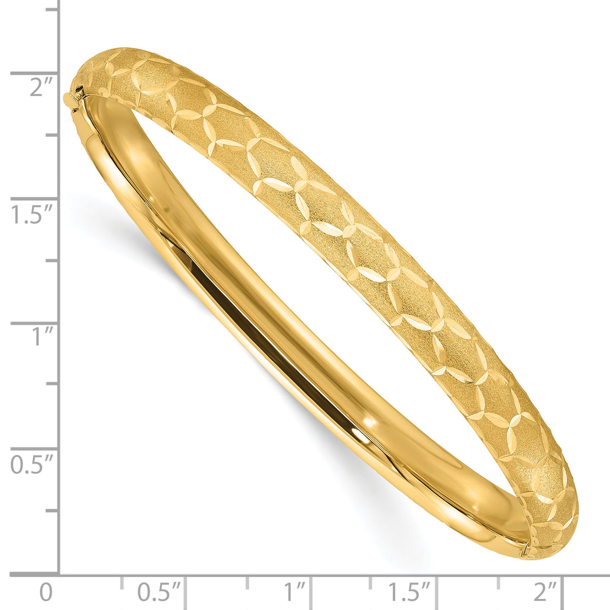 14k Satin D/C 6.20mm Hinged Bangle-DB725