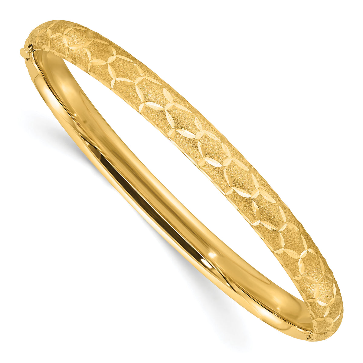 14k Satin D/C 6.20mm Hinged Bangle-DB725