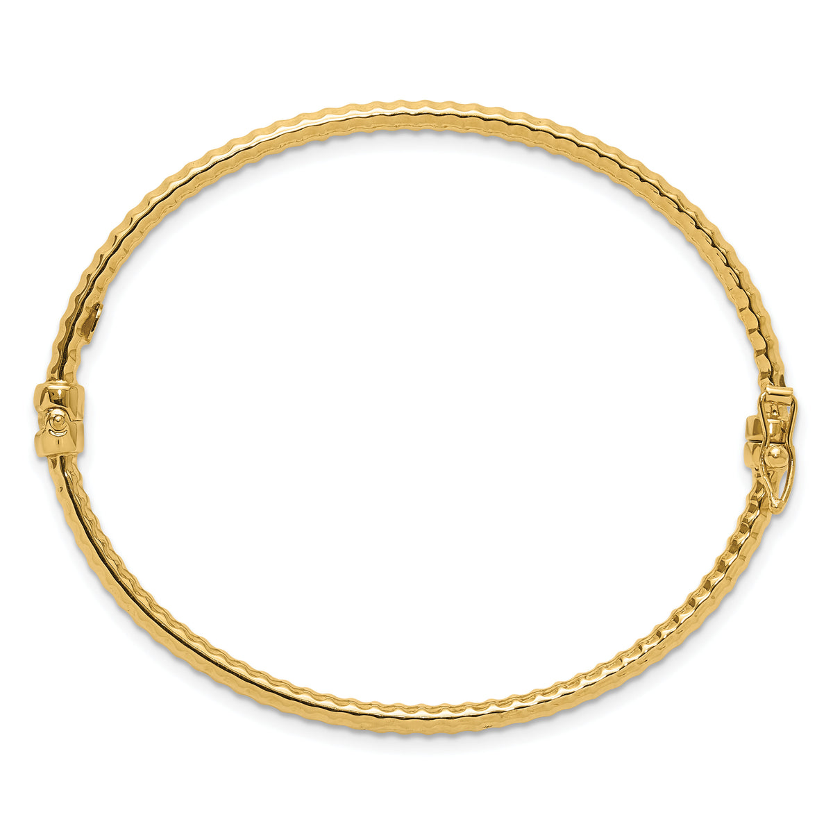 14K Polished and Textured Hinged Bangle Bracelet-DB726