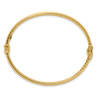 14K Polished and Textured Hinged Bangle Bracelet-DB726