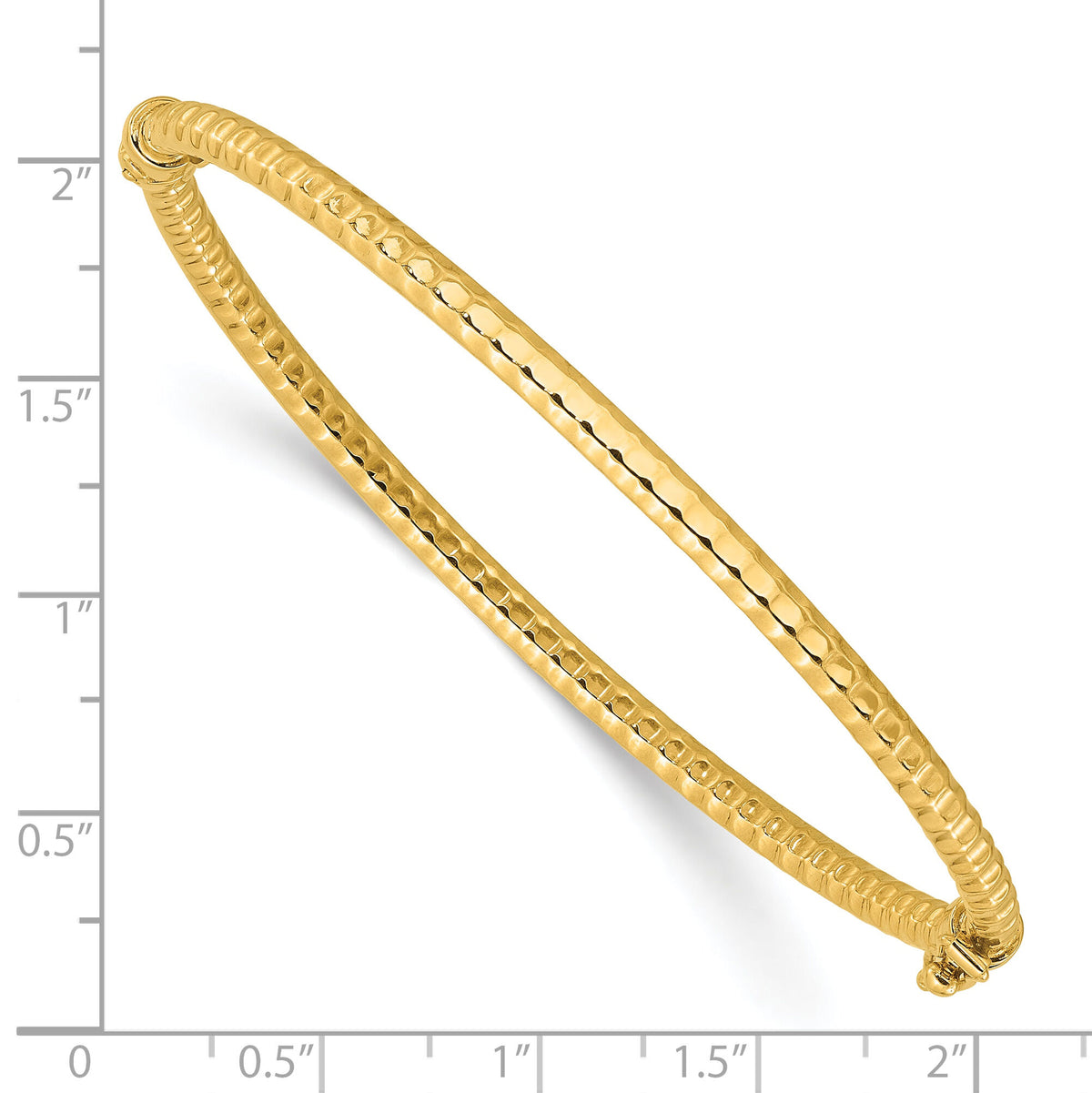 14K Polished and Textured Hinged Bangle Bracelet-DB726