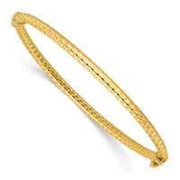 14K Polished and Textured Hinged Bangle Bracelet-DB726