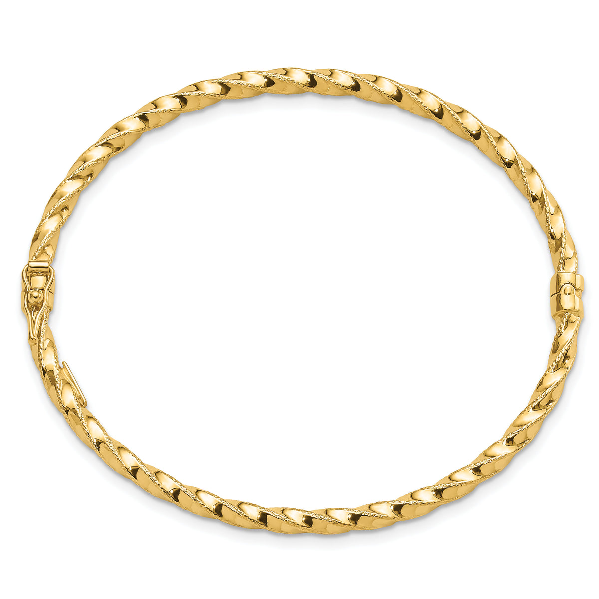 14K Gold Twisted 3.20mm Hinged Bangle-DB727