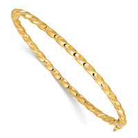 14K Gold Twisted 3.20mm Hinged Bangle-DB727