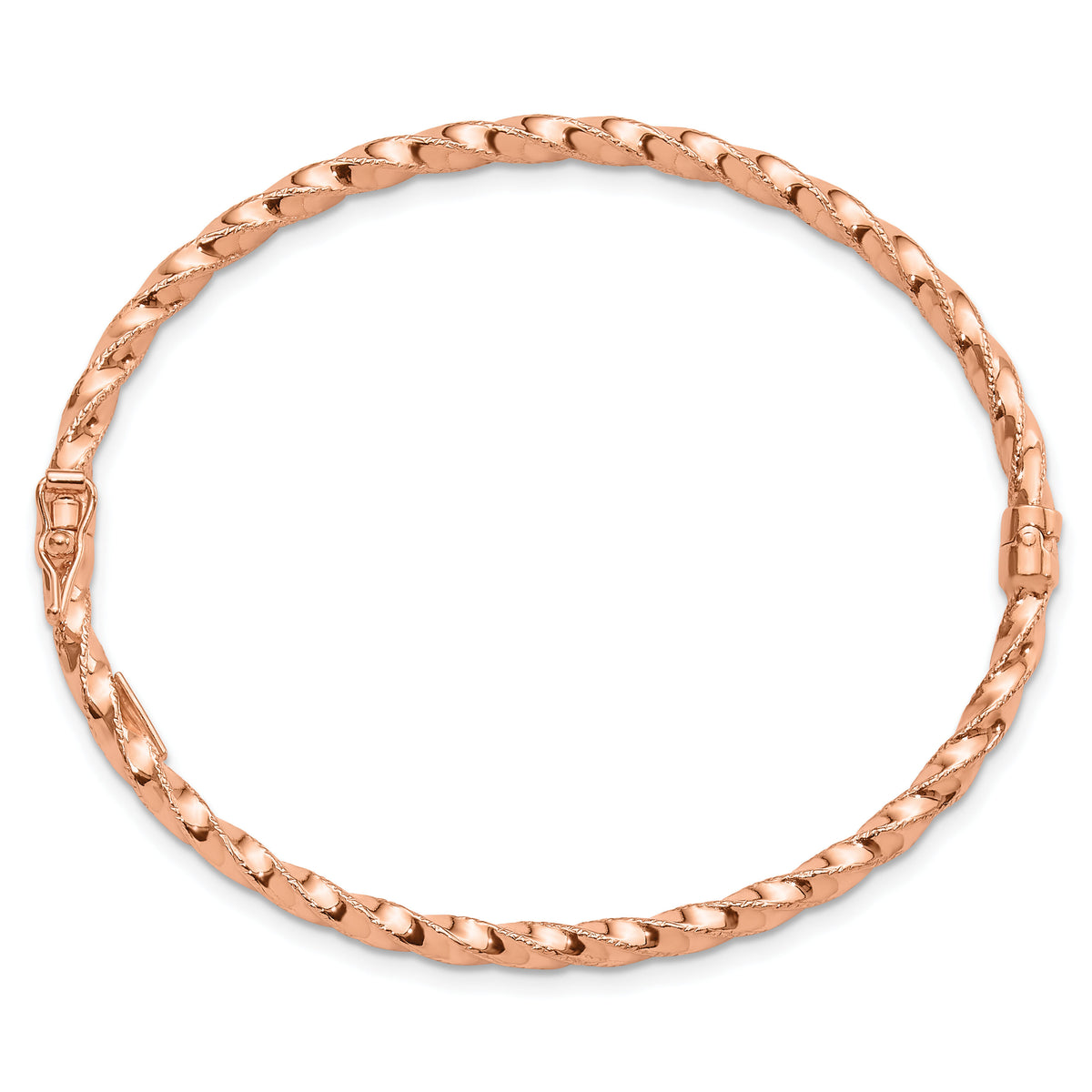 14K Rose Gold Twisted 3.20mm Hinged Bangle-DB727R