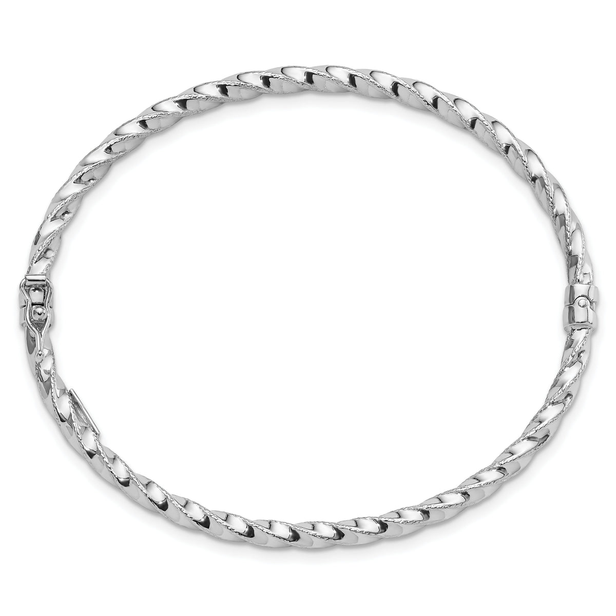 14K White Gold Twisted 3.20mm Hinged Bangle-DB727W