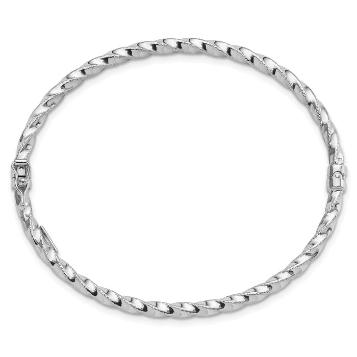 14K White Gold Twisted 3.20mm Hinged Bangle-DB727W