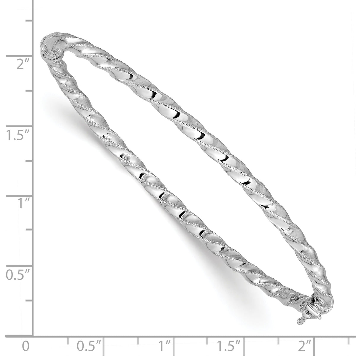 14K White Gold Twisted 3.20mm Hinged Bangle-DB727W
