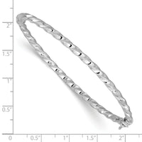 14K White Gold Twisted 3.20mm Hinged Bangle-DB727W