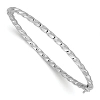 14K White Gold Twisted 3.20mm Hinged Bangle-DB727W