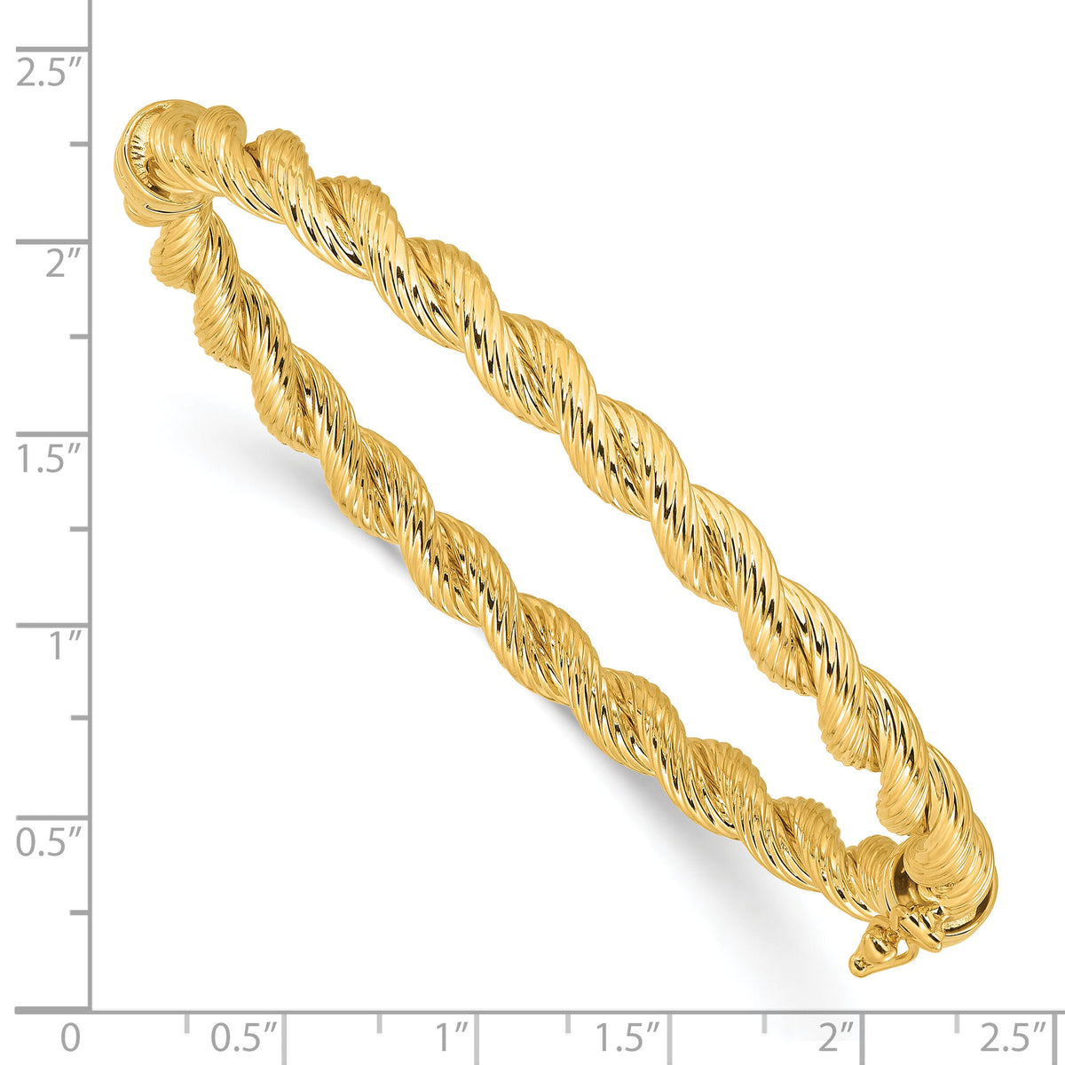 14K Polished and Textured Twisted Hinged Bangle-DB729