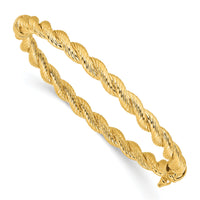 14K Polished and Textured Twisted Hinged Bangle-DB729