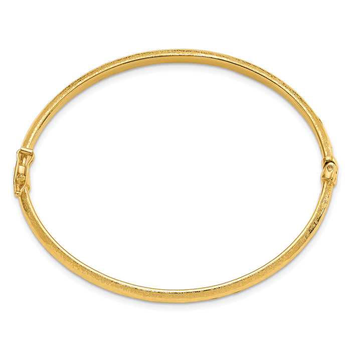 14K Diamond-cut and Laser-cut Fancy Hinged Bangle Bracelet-DB731