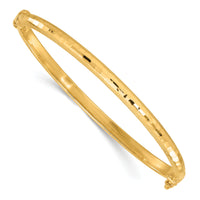 14K Diamond-cut and Laser-cut Fancy Hinged Bangle Bracelet-DB731